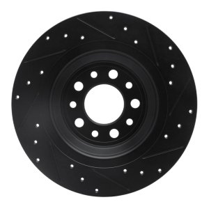 Jeep Cherokee Brake Rotor (1) - Rear Left - R1 Concepts - Drilled & Slotted - Black - `14-`23